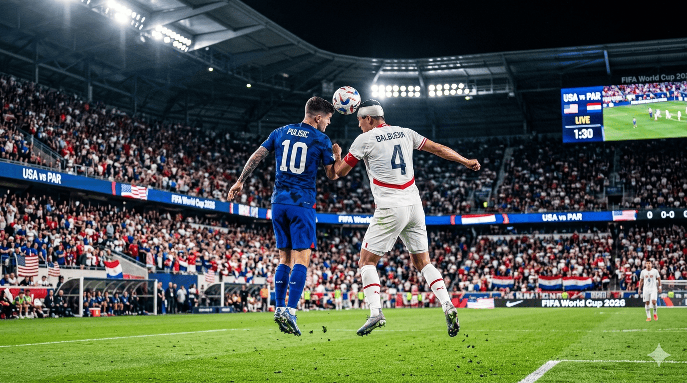 Estados Unidos vs Paraguay en el mundial 2026. Imagen generada por IA.
